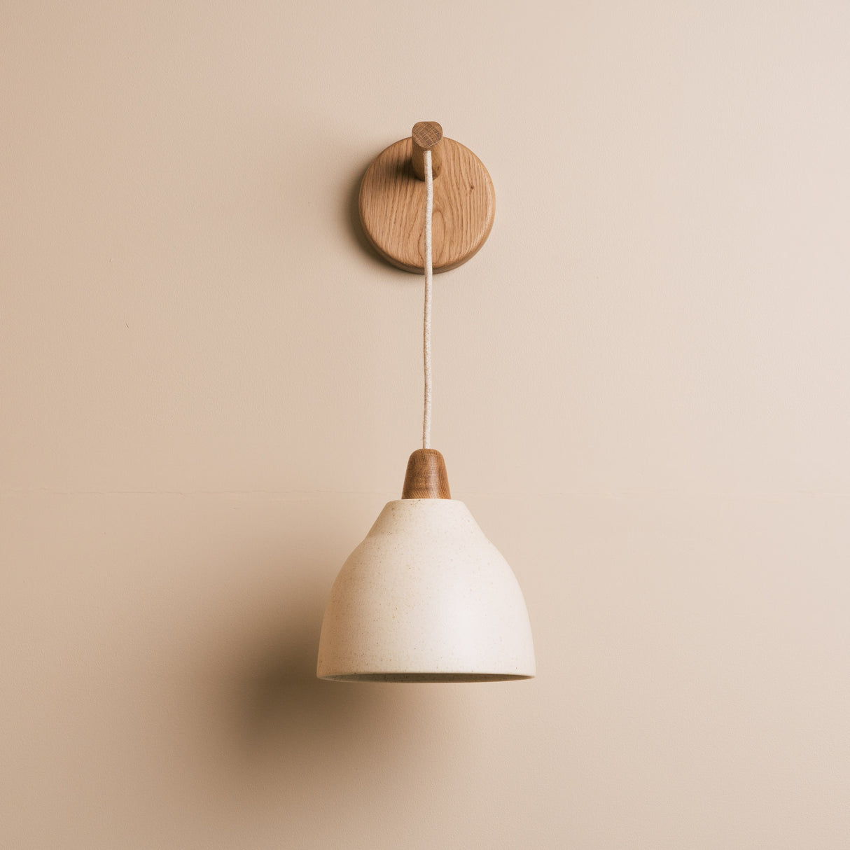 Studio Haran Element Hanging Wall Light in Ceramic and Oak