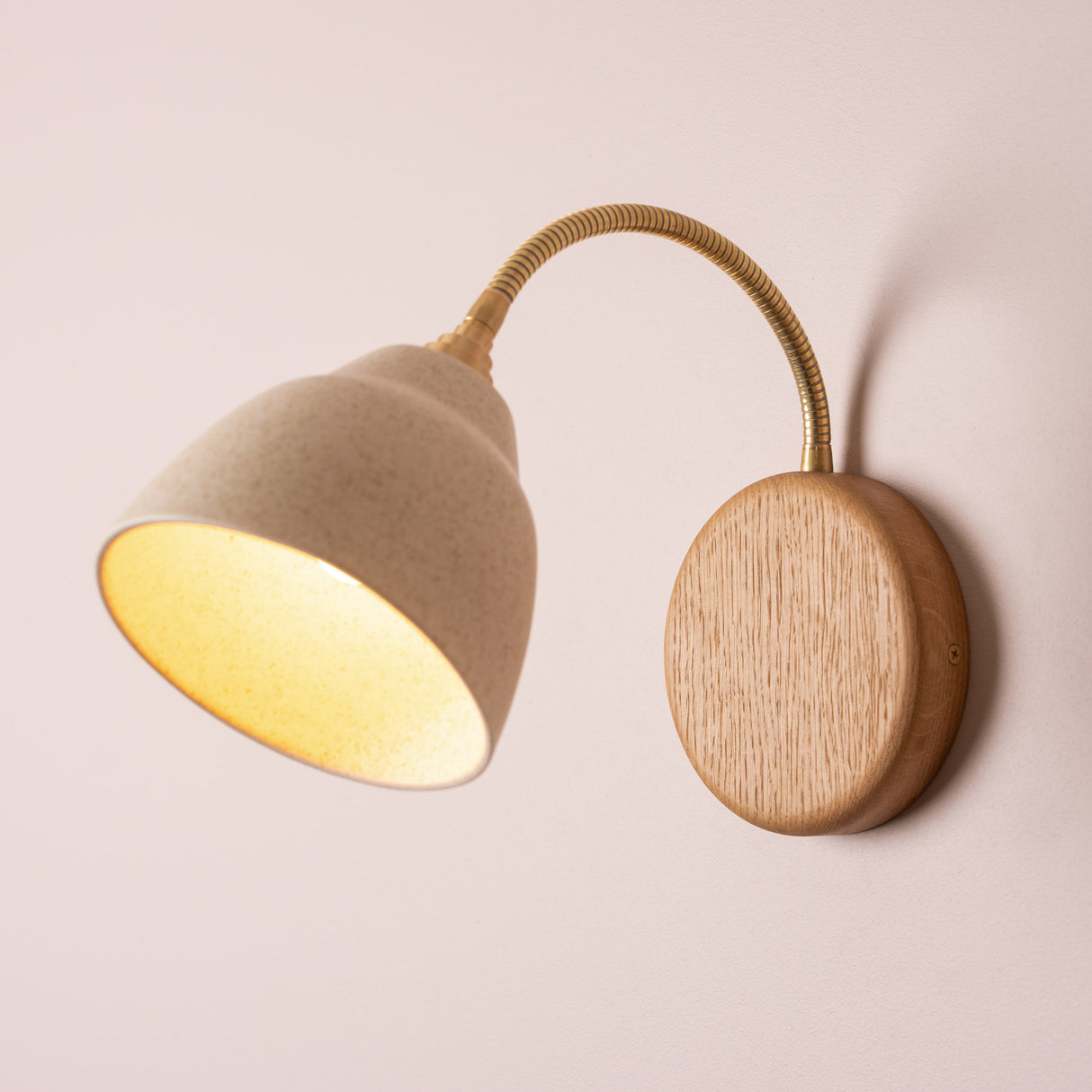 Studio Haran Flex Wall Light in Brass/Nickel, Ceramic and Oak