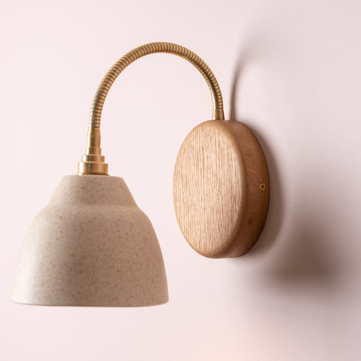 Studio Haran Flex Wall Light in Brass/Nickel, Ceramic and Oak