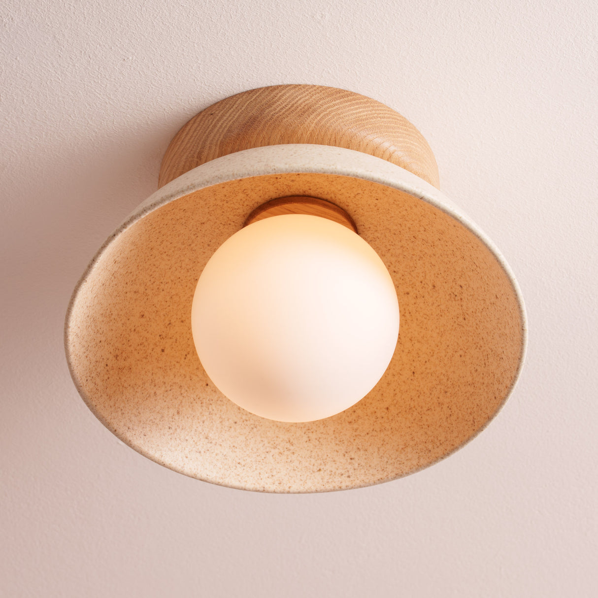 Studio Haran Small Dawn Ceiling Light in Ceramic and Oak