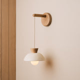 Studio Haran Small Dawn Hanging Wall Light in Ceramic and Oak