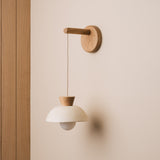 Studio Haran Small Dawn Hanging Wall Light in Ceramic and Oak