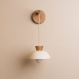 Studio Haran Small Dawn Hanging Wall Light in Ceramic and Oak