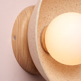 Studio Haran Small Dawn Wall Light in Ceramic and Oak