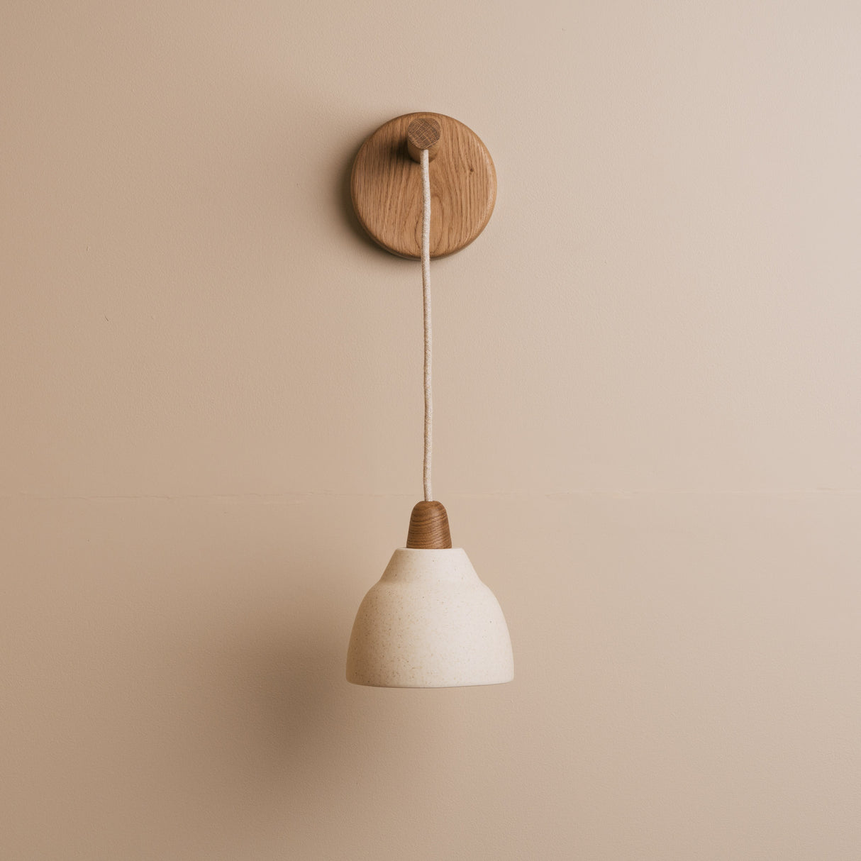 Studio Haran Small Element Hanging Wall Light in Ceramic and Oak