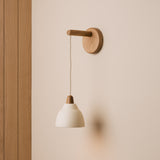 Studio Haran Small Element Hanging Wall Light in Ceramic and Oak