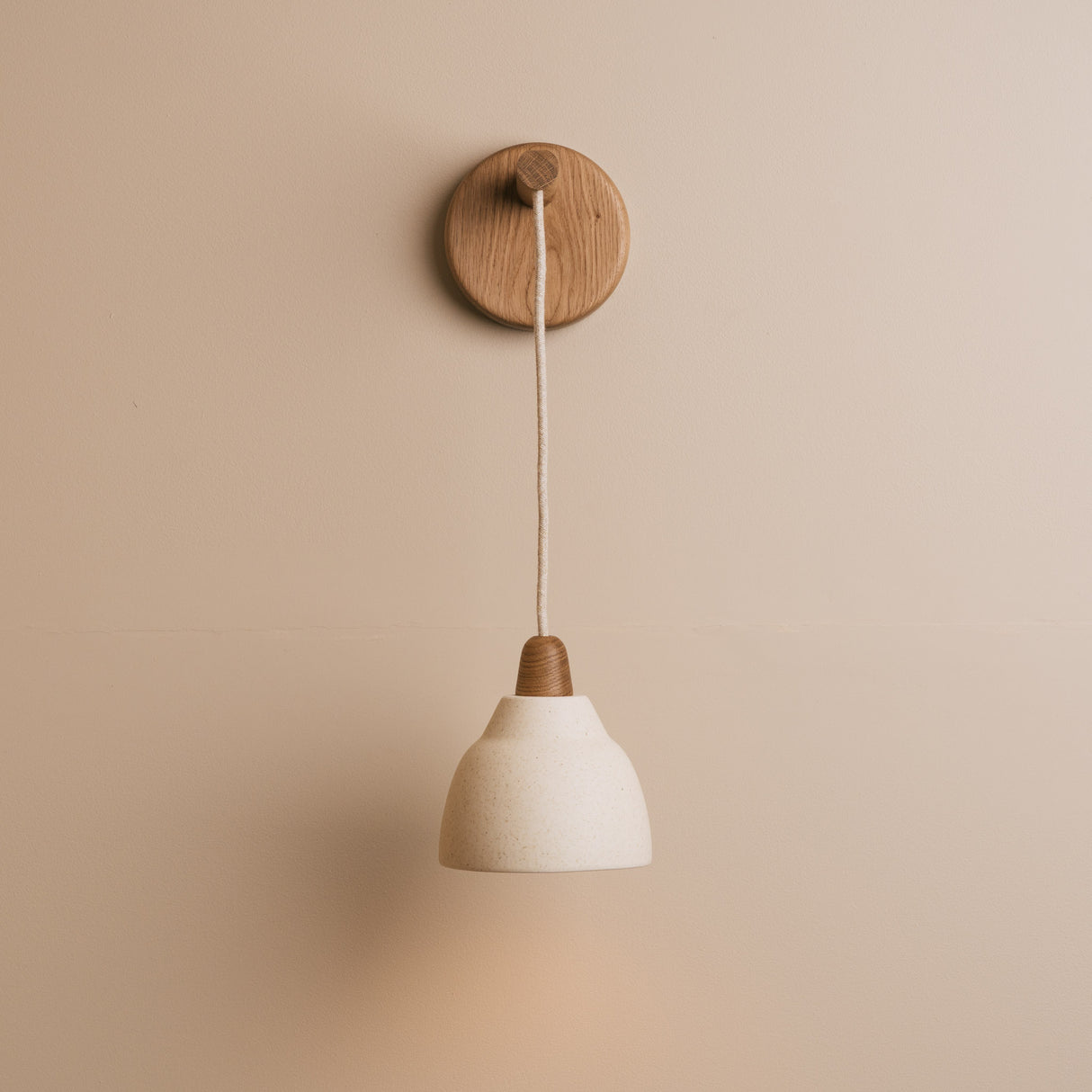 Studio Haran Small Element Hanging Wall Light in Ceramic and Oak
