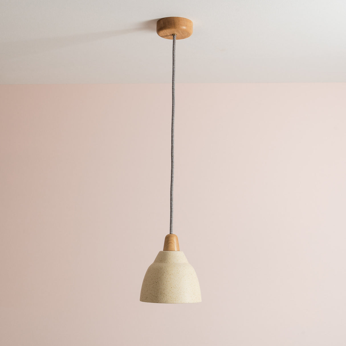 Studio Haran Small Element Pendant Light in Ceramic and Oak