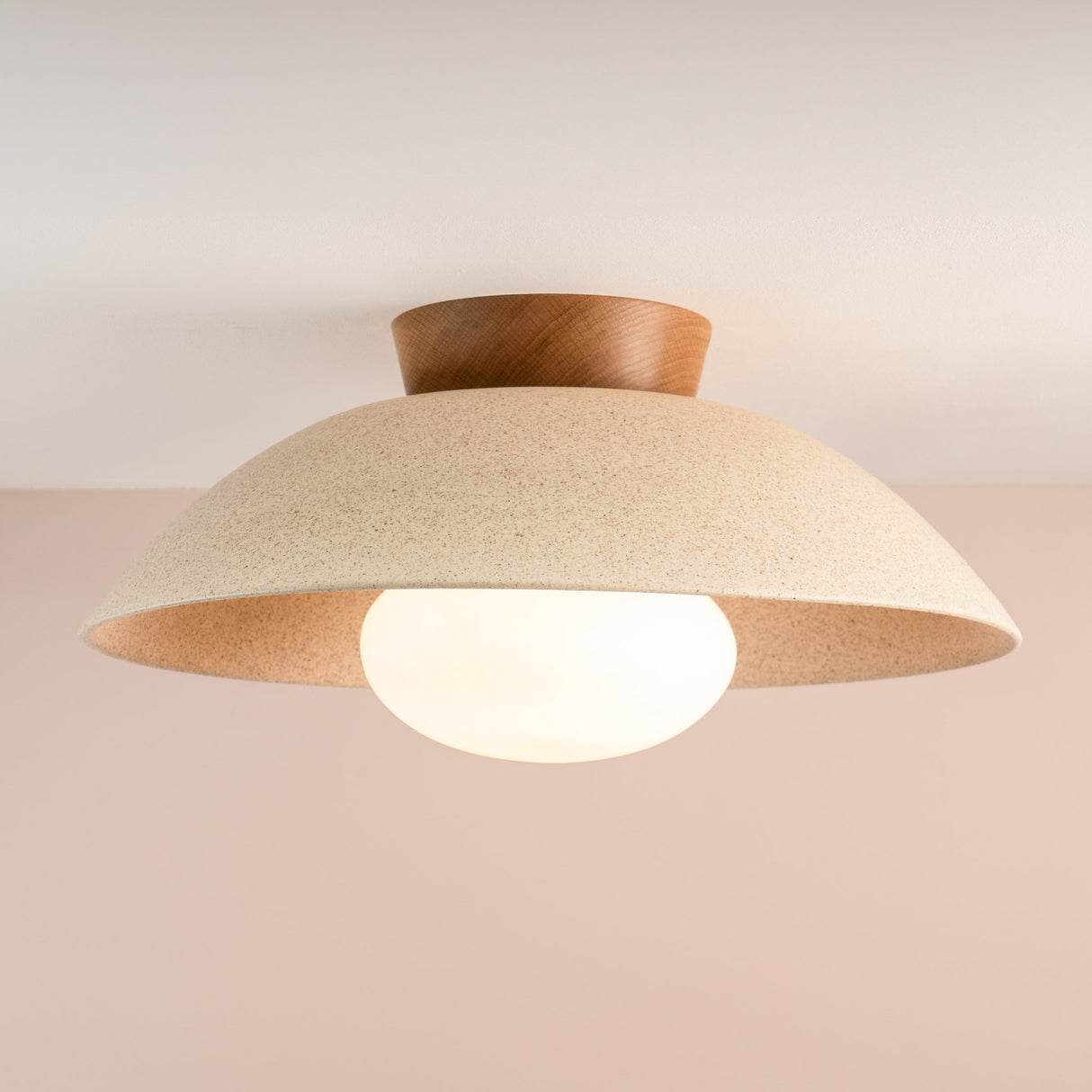 Studio Haran XL Dawn Flush Mount Ceiling Light in Ceramic and Oak