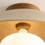Studio Haran XL Dawn Flush Mount Ceiling Light in Ceramic and Oak