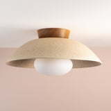 Studio Haran XL Dawn Flush Mount Ceiling Light in Ceramic and Oak