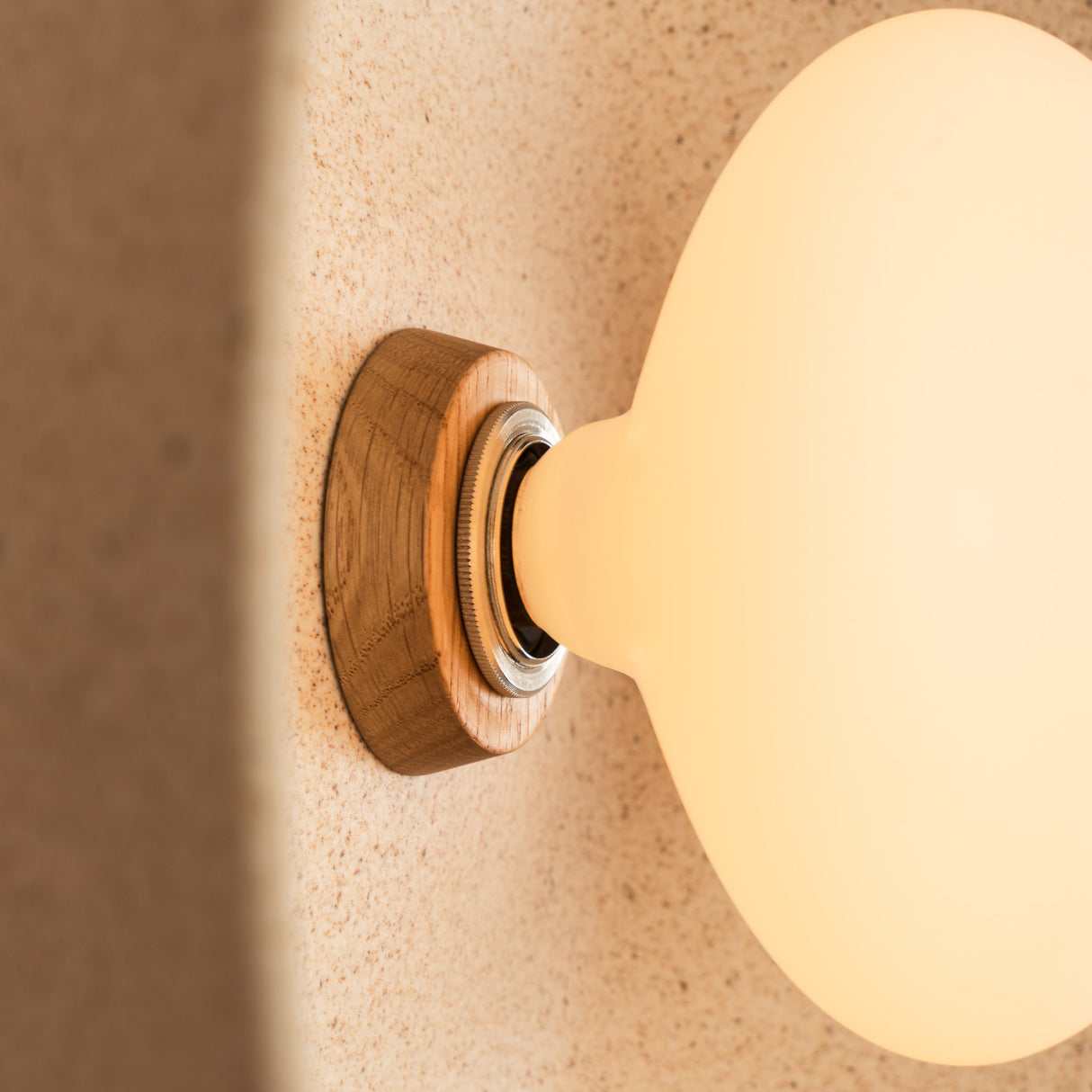 Studio Haran XL Dawn Flush Wall Light in Ceramic and Oak