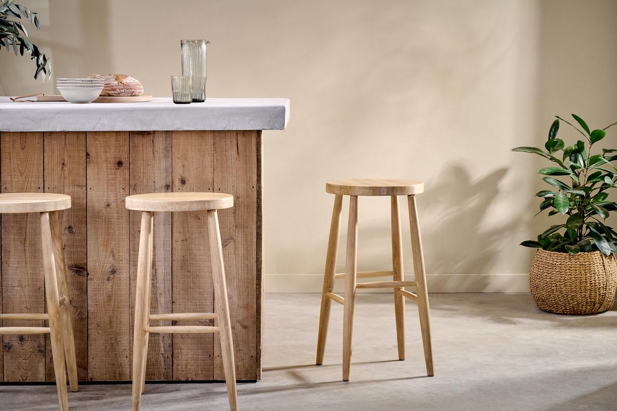 Nkuku Mengwi Round Bar Stool Natural