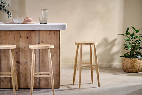 Nkuku Mengwi Round Bar Stool Natural