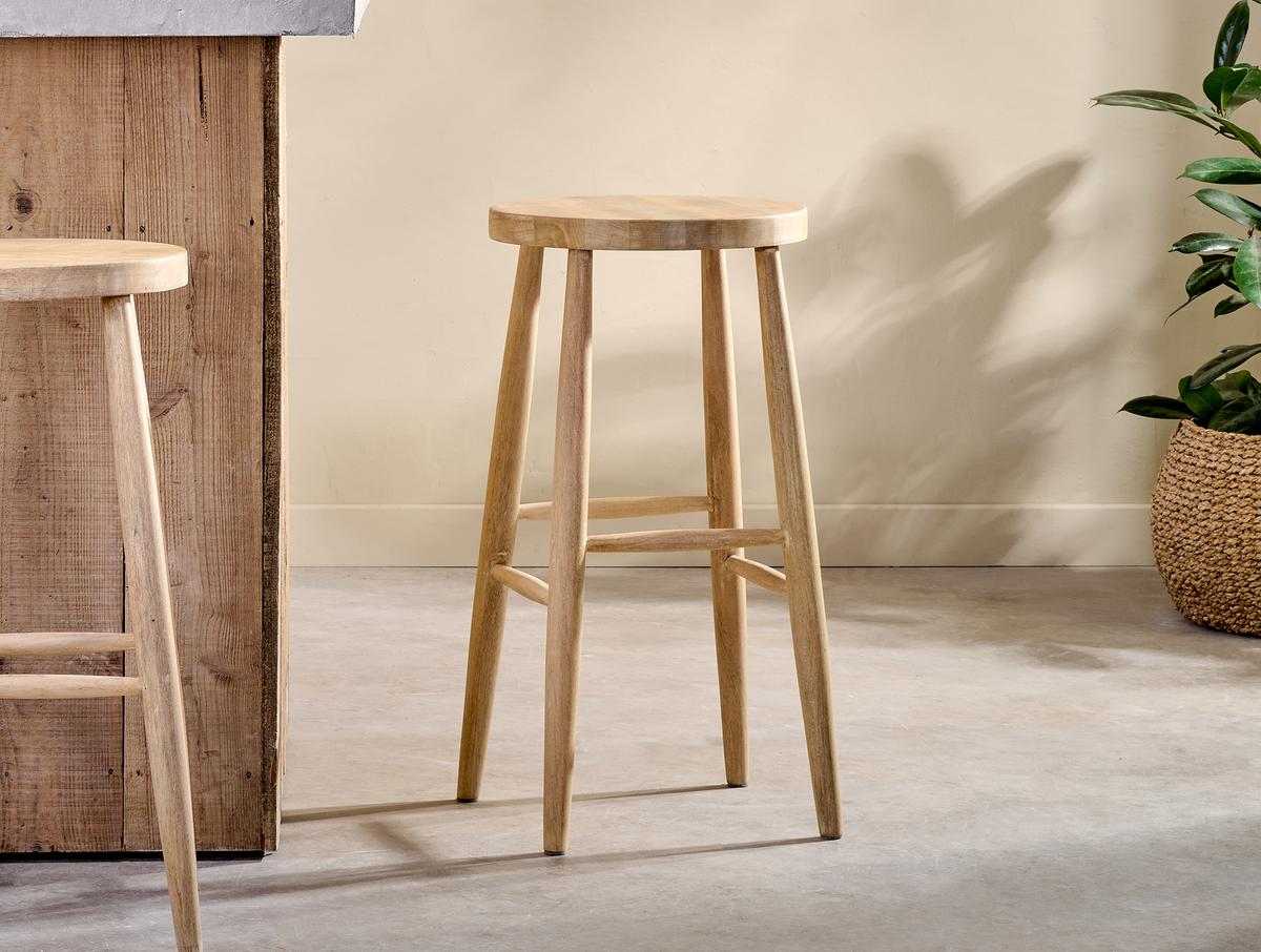 Nkuku Mengwi Round Bar Stool Natural