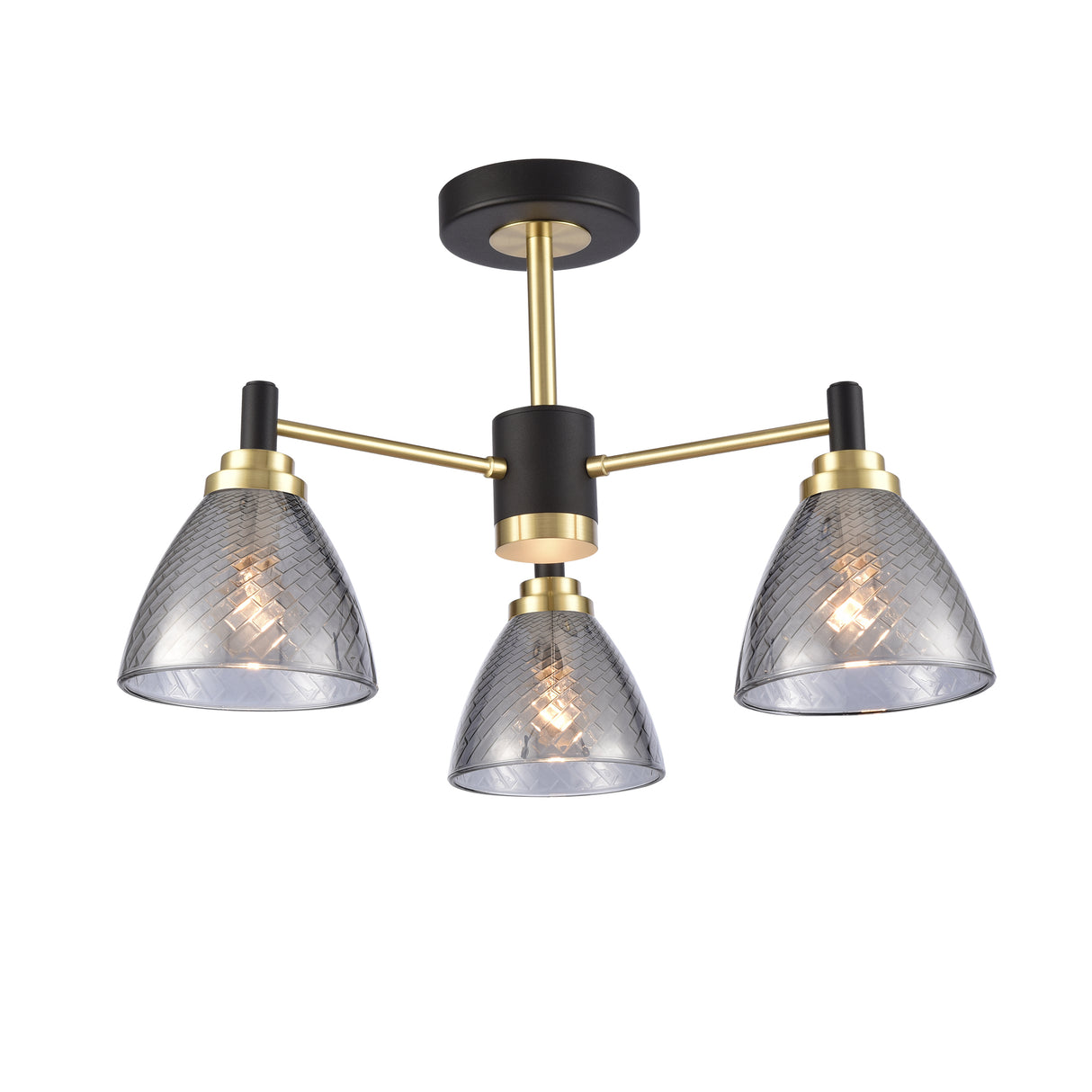 Franklite Metro 3lt semi flush Fitting matt black and satin brass