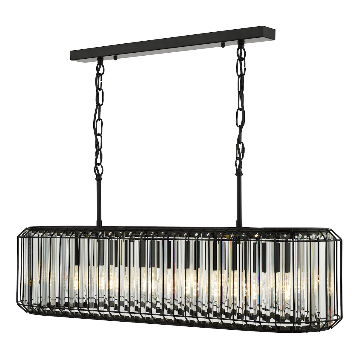 Dar Naeva 5 Light Pendant Matt Black and Crystal