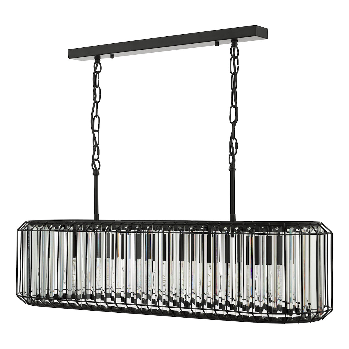 Dar Naeva 5 Light Pendant Matt Black and Crystal