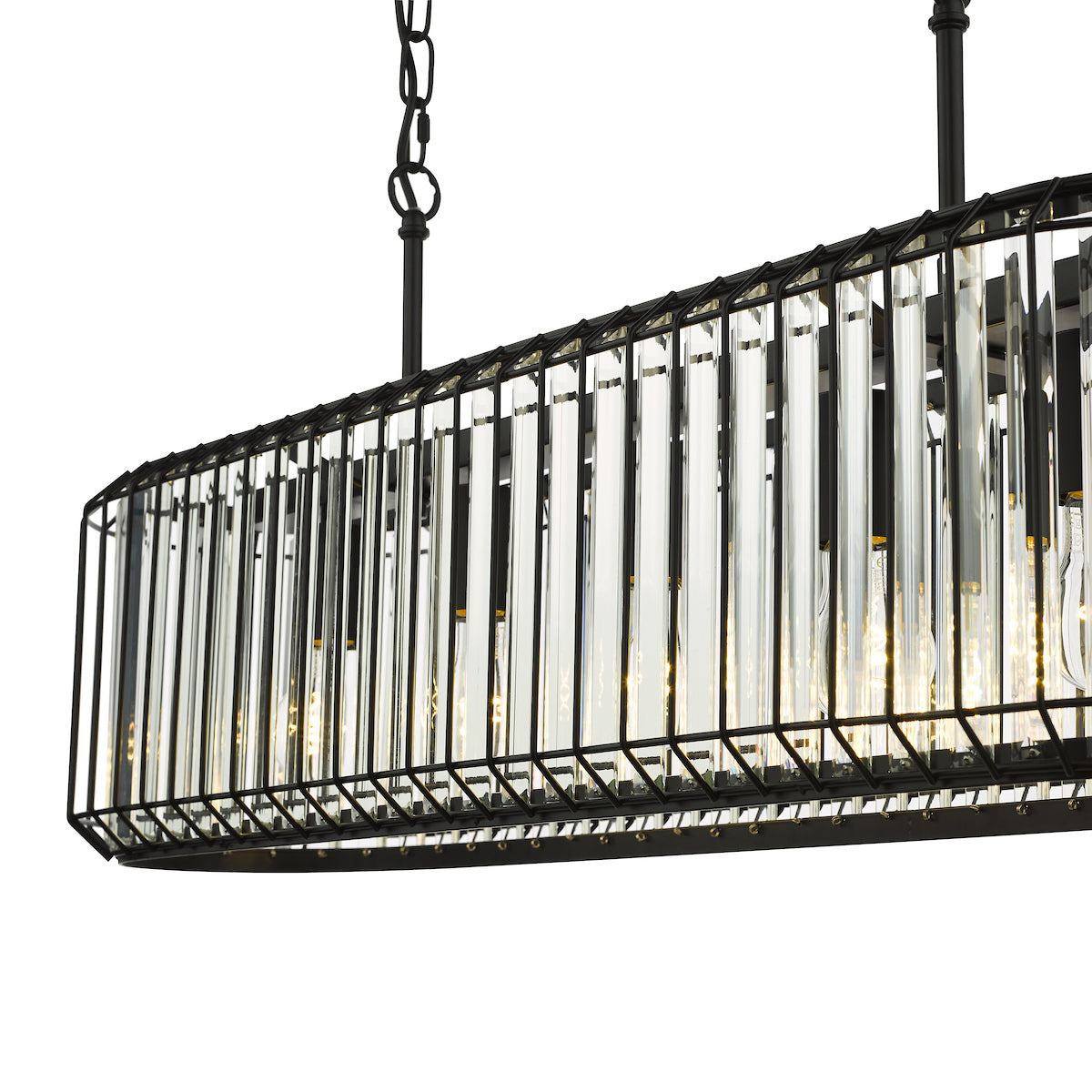 Dar Naeva 5 Light Pendant Matt Black and Crystal