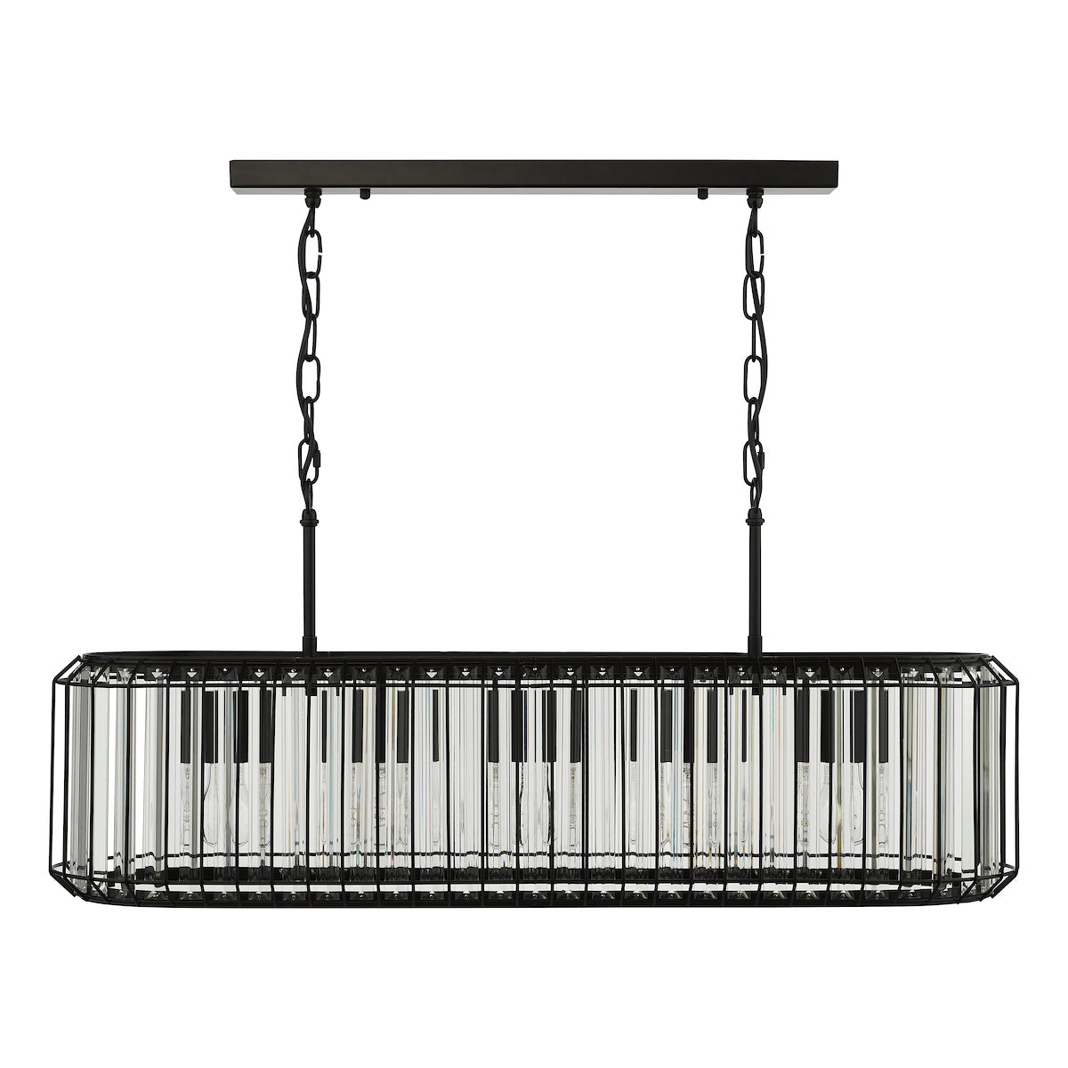 Dar Naeva 5 Light Pendant Matt Black and Crystal