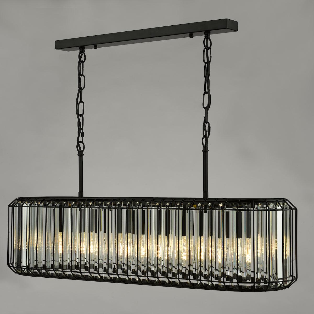 Dar Naeva 5 Light Pendant Matt Black and Crystal