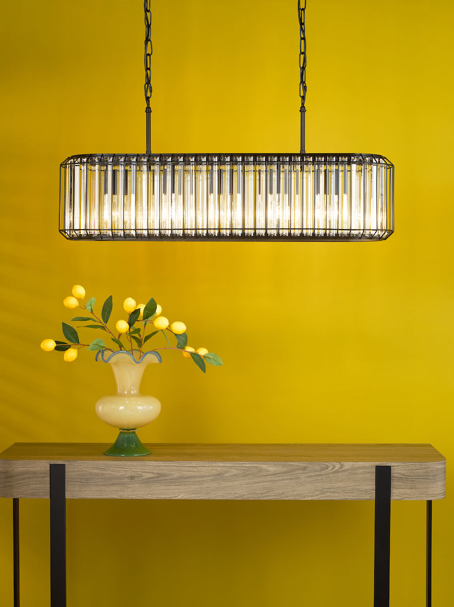 Dar Naeva 5 Light Pendant Matt Black and Crystal