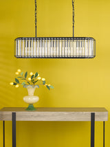 Dar Naeva 5 Light Pendant Matt Black and Crystal