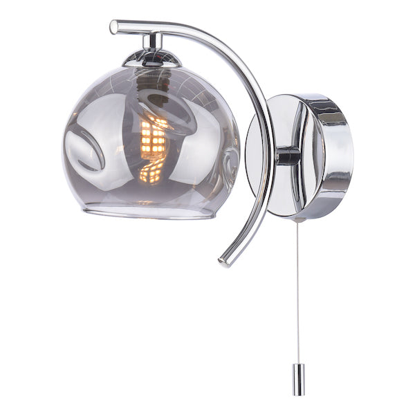 Dar Nakita Wall Light, Chrome with Smoked Glass –  from Amos Lighting + Home