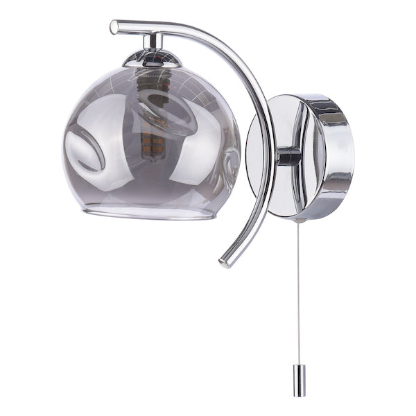 Dar Nakita Wall Light, Chrome with Smoked Glass –  from Amos Lighting + Home