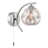 Dar Nakita Wall Light Polished Chrome With Closed Organic Smoked Glass