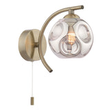 Dar Nakita Wall Light Antique Brass With Closed Organic Smoked Glass