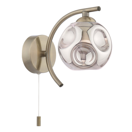 Dar Nakita Wall Light Antique Brass With Closed Organic Smoked Glass