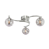 Dar Nakita 3 Light Semi Flush Polished Chrome With Closed Organic Smoked Glass