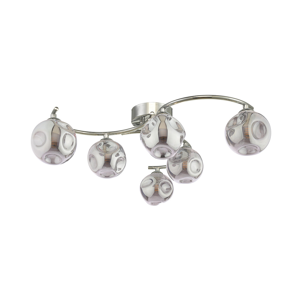 Dar Nakita 6lt Semi Flush Polished Chrome With Closed Organic Smoked Glass