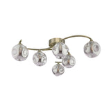 Dar Nakita 6 Light Semi Flush Antique Brass With Closed Organic Smoked Glass