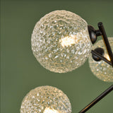 Dar Naron 6 Light Semi-Flush Satin Black and Hammered Clear Glass