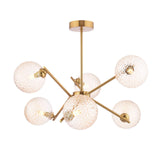 Dar Naron 6 Light Semi-Flush Antique Bronze and Hammered Amber Glass