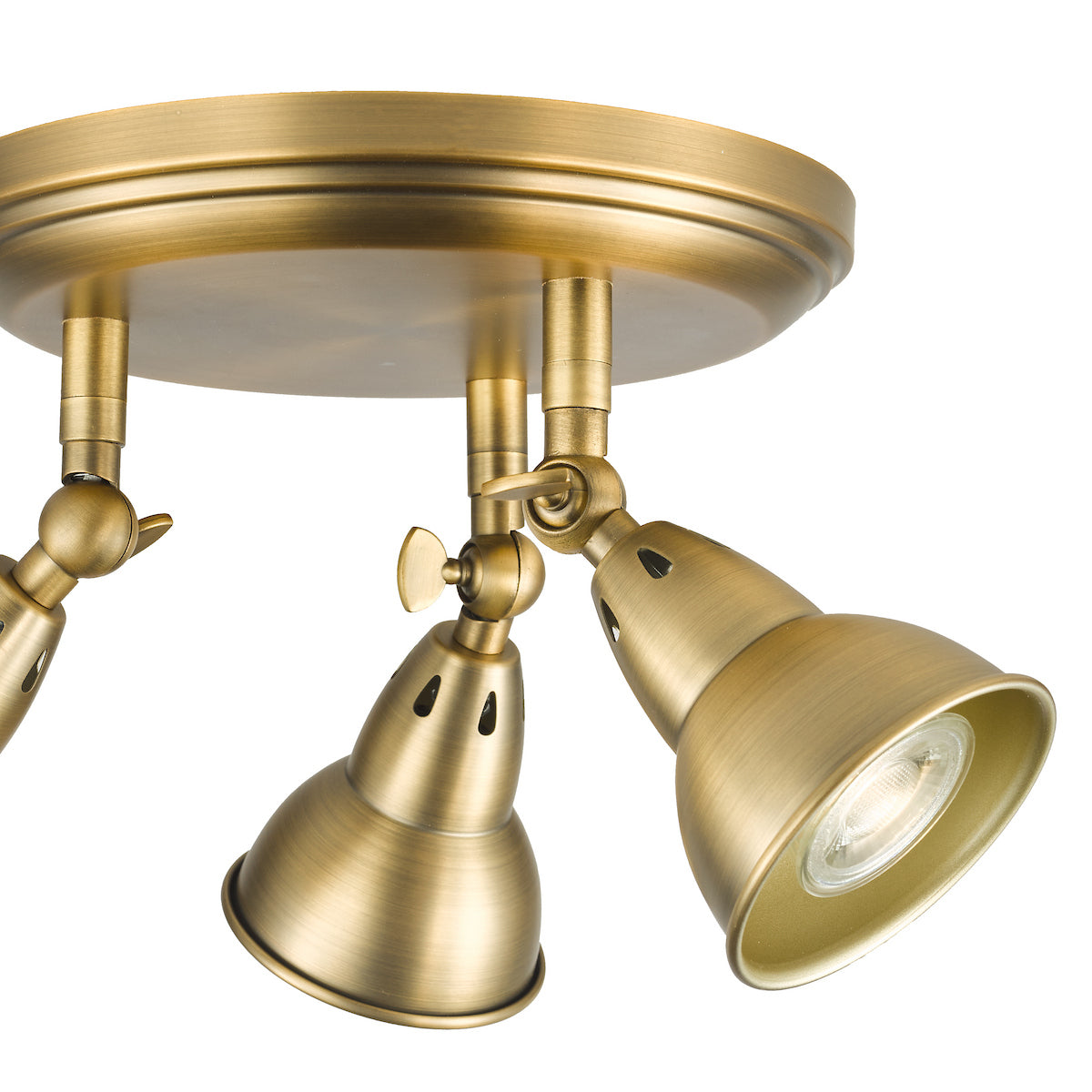 Dar Nathaniel 3 Light Plate Spotlight Aged Brass