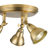 Dar Nathaniel 3 Light Plate Spotlight Aged Brass