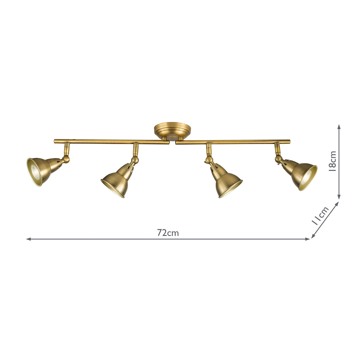 Dar Nathaniel 4 Light Bar Spotlight Aged Brass