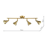 Dar Nathaniel 4 Light Bar Spotlight Aged Brass