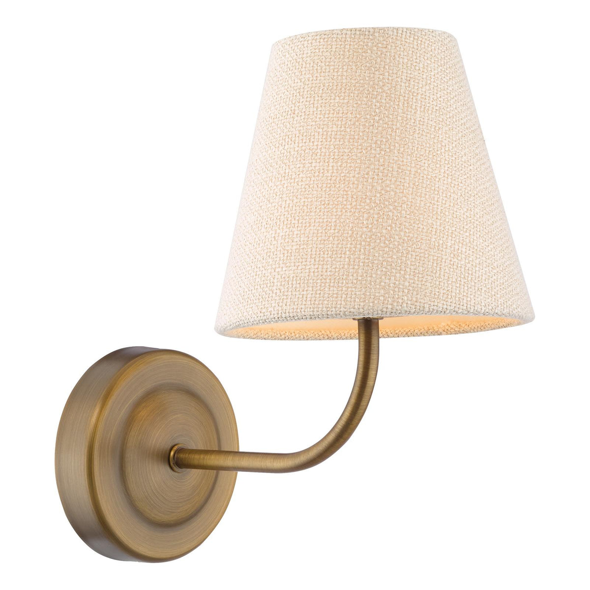 Dar Navarro Rechargeable Wall Light Antique Bronze With Linen Shade LED