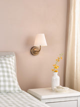 Dar Navarro Rechargeable Wall Light Antique Bronze With Linen Shade LED