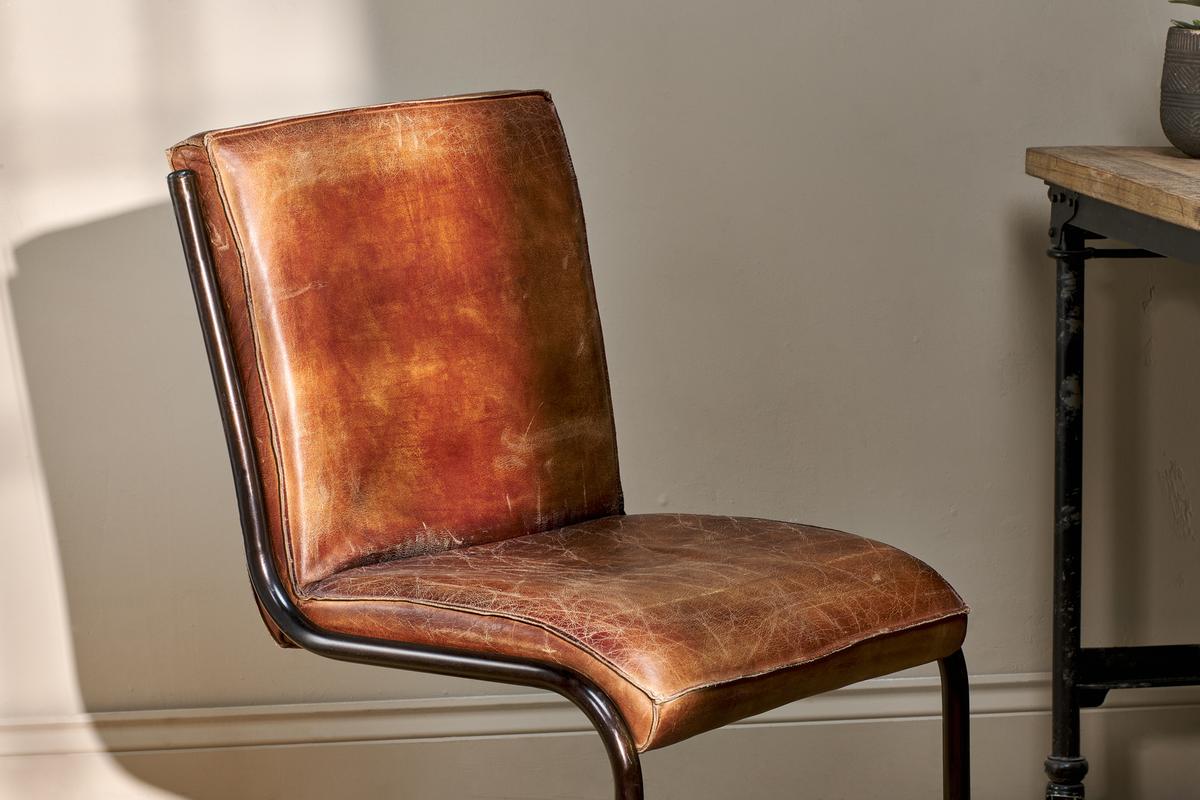 Nkuku Narwana Leather Desk Chair Aged Tan