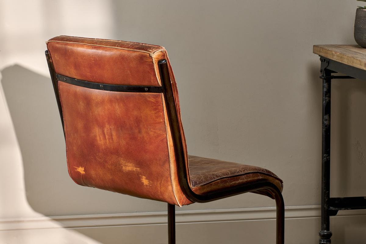 Nkuku Narwana Leather Desk Chair Aged Tan