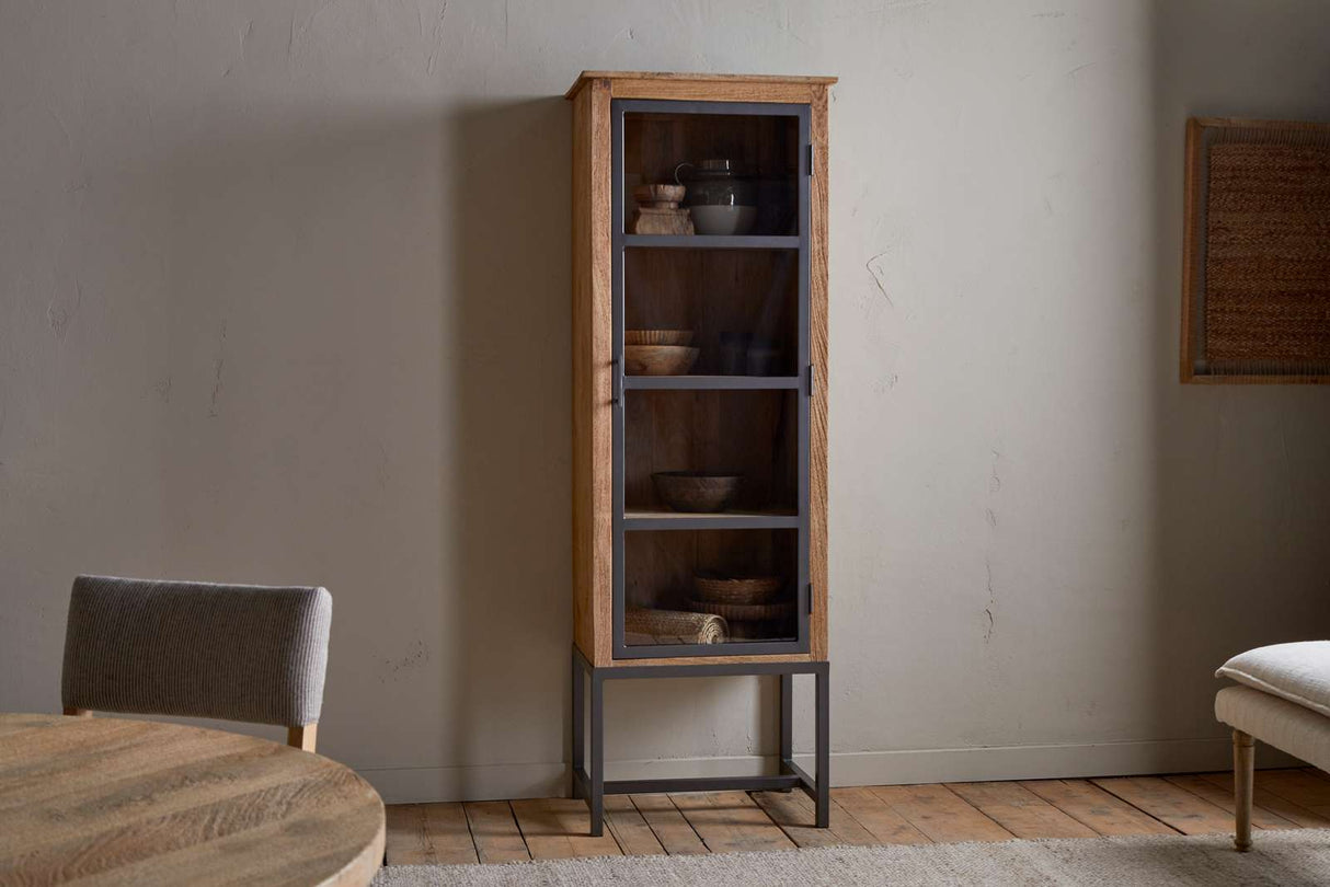 Nkuku Nirvi Mango Wood & Iron Tall Cabinet Black