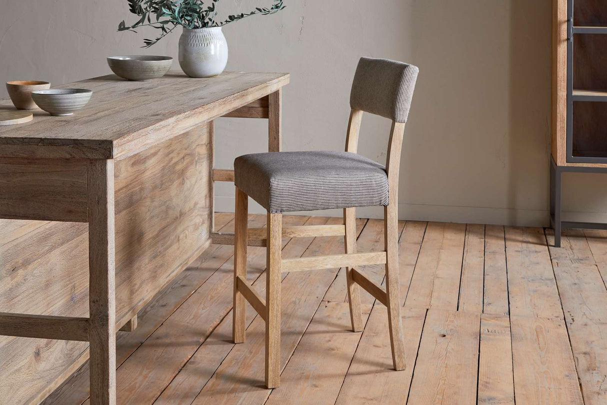 Nkuku Nadeeka Linen Upholstered Counter Chair Soft Grey