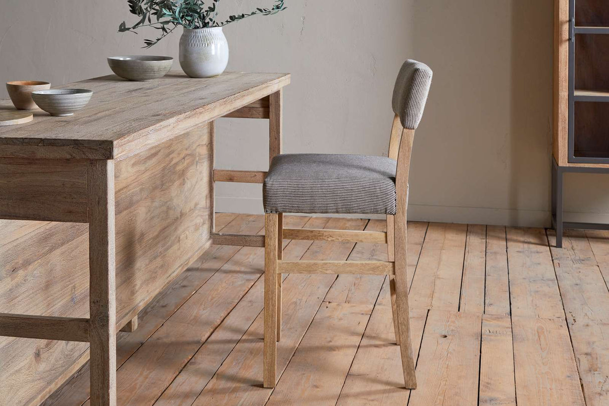 Nkuku Nadeeka Linen Upholstered Counter Chair Soft Grey