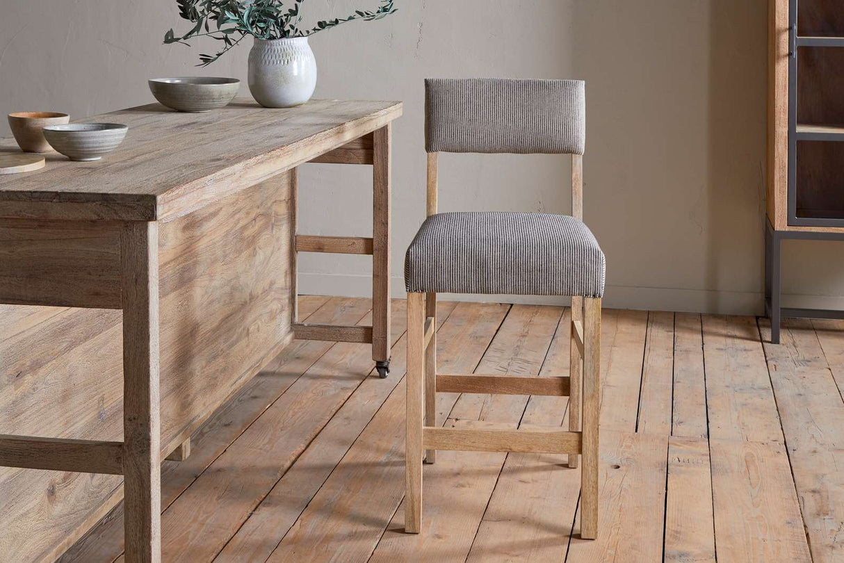 Nkuku Nadeeka Linen Upholstered Counter Chair Soft Grey
