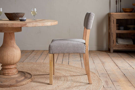 Nkuku Nadeeka Linen Upholstered Dining Chair Soft Grey